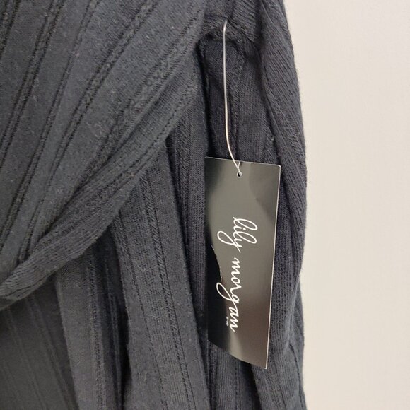 NEW Lily Morgan Women's Open Front Cardigan Size XL Navy Striped Casual Knitwear - Picture 2 of 8